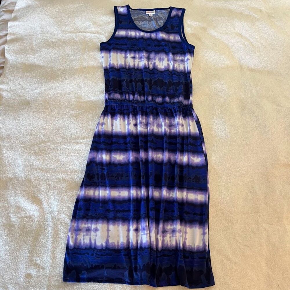 Lularoe Midi Dress Purple Tie-Dye EUC, Size M